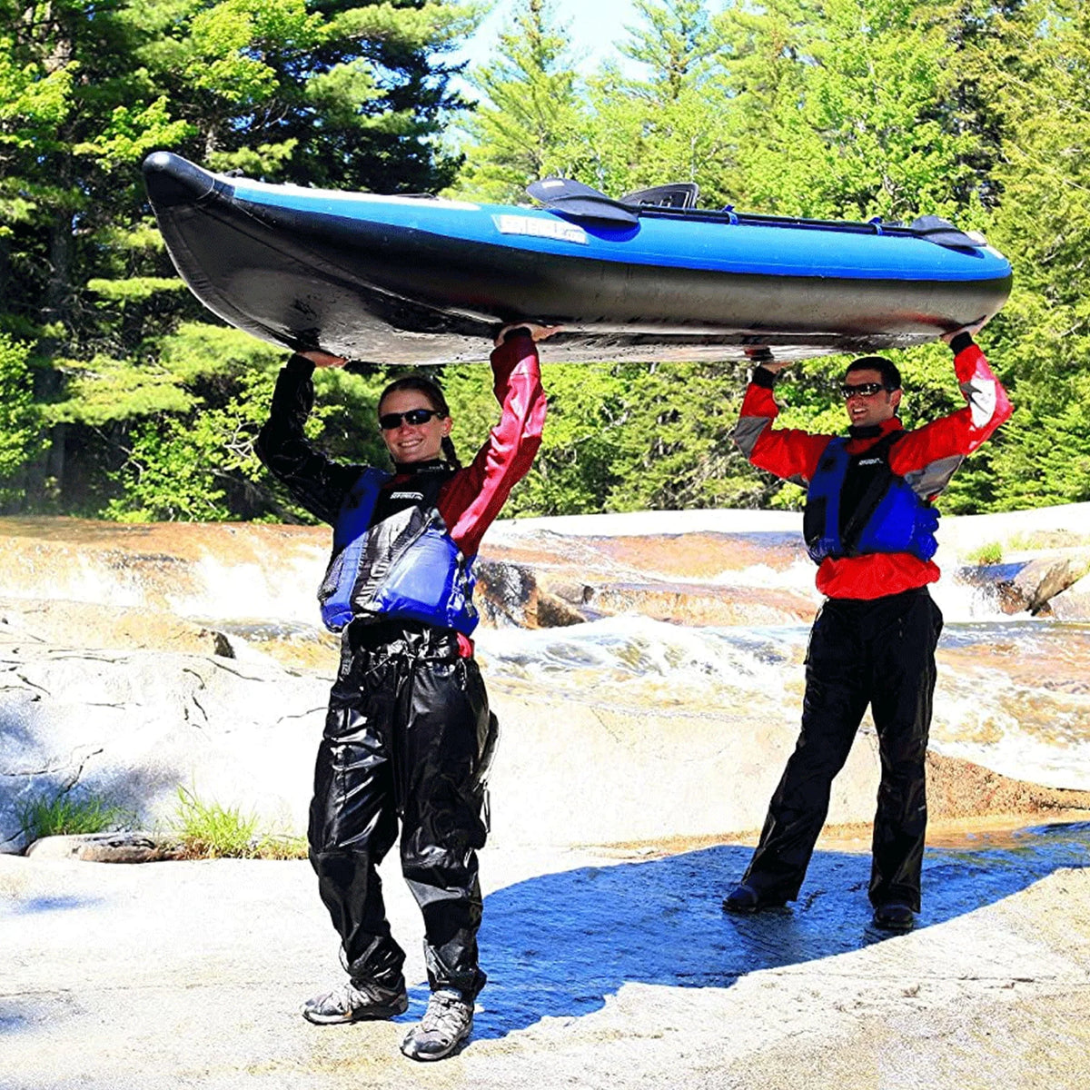 White Blue Inflatable 3 Person Kayak V720746