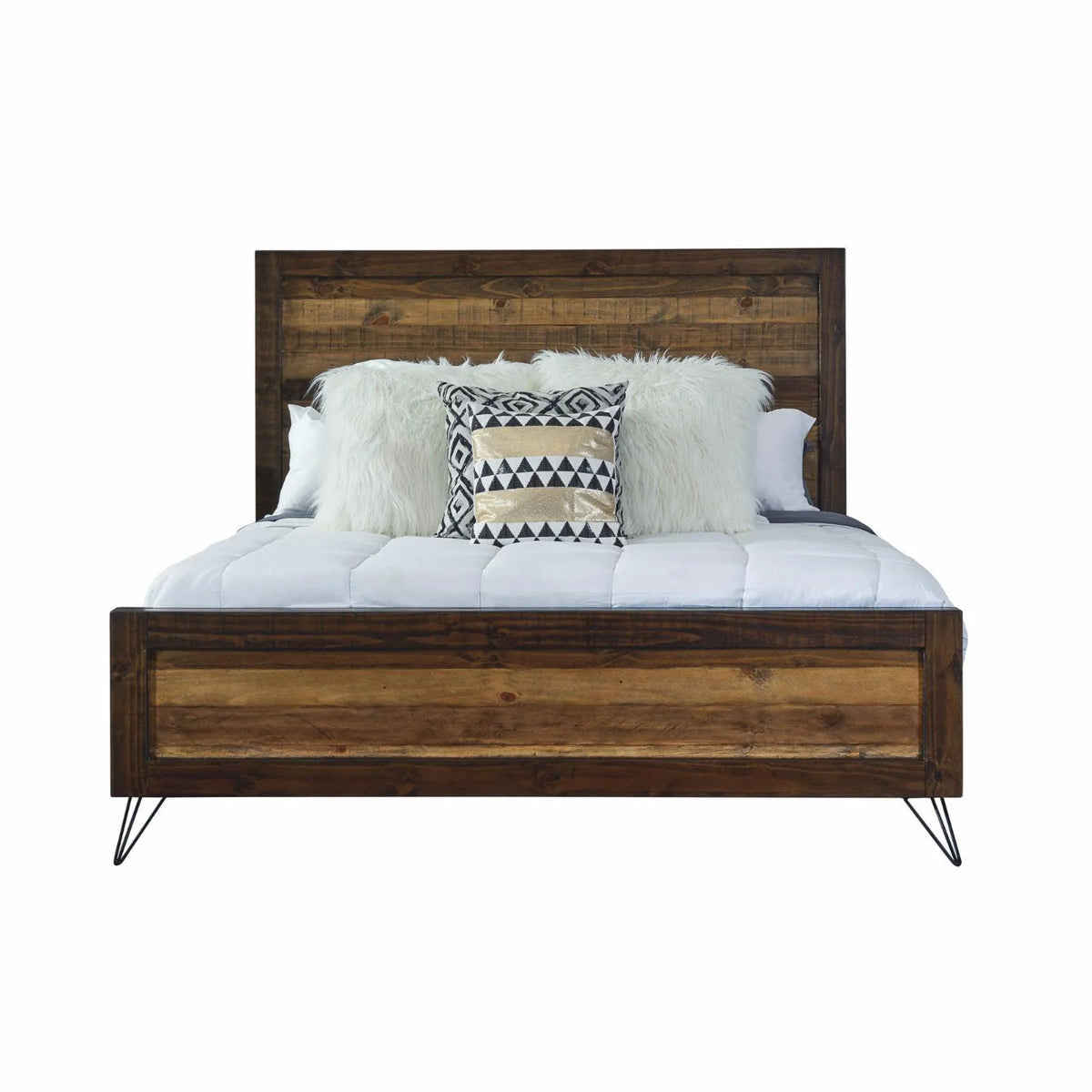 Brown Black Wood Queen Bed X752