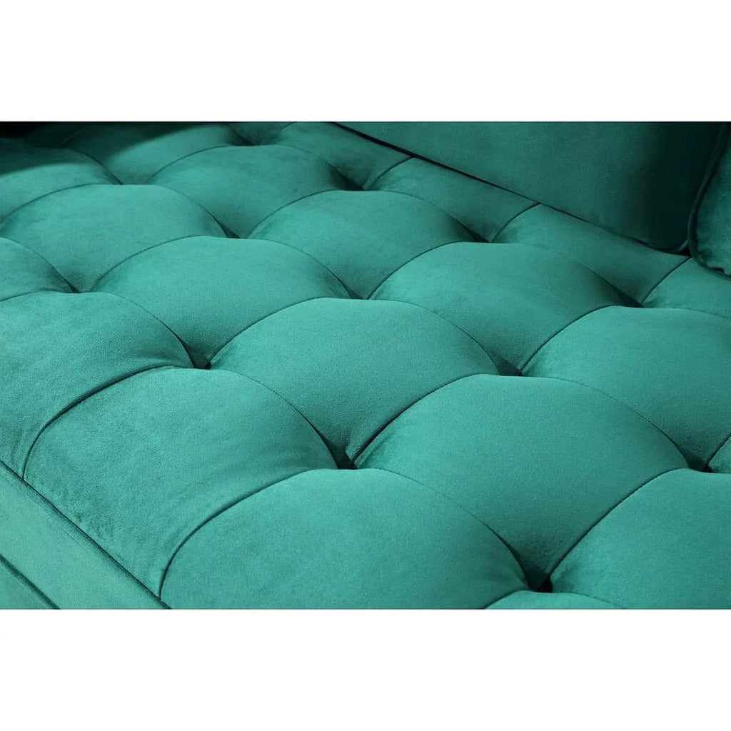 Green Velvet Square Arm Loveseat D74758