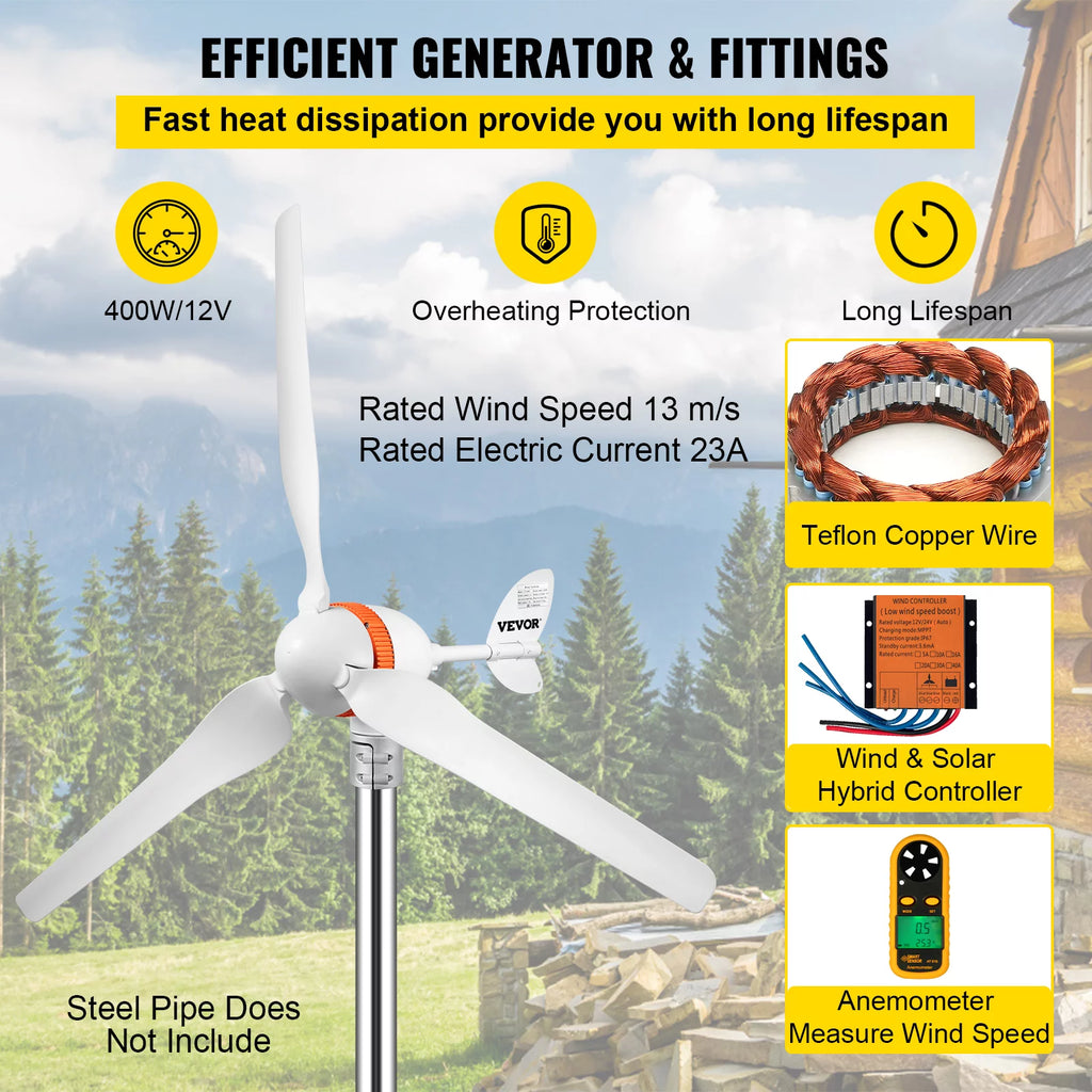 400W 12V Wind Turbine Generator with MPPT Controller B81046
