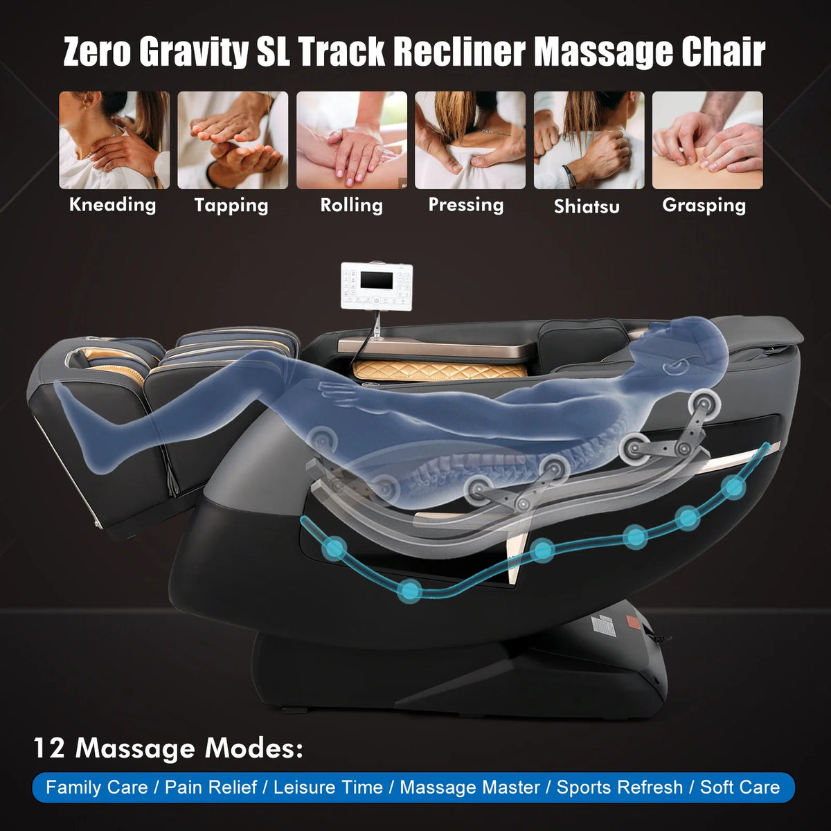 Full Body SL Track Zero Gravity Massage Chair Recliner with 12 Modes H335
