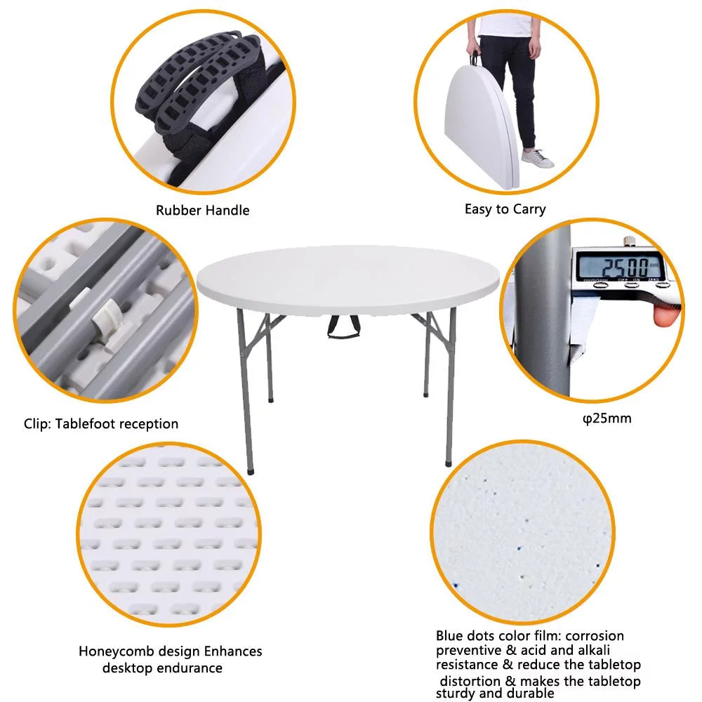 48" Round White Folding Plastic Table H740