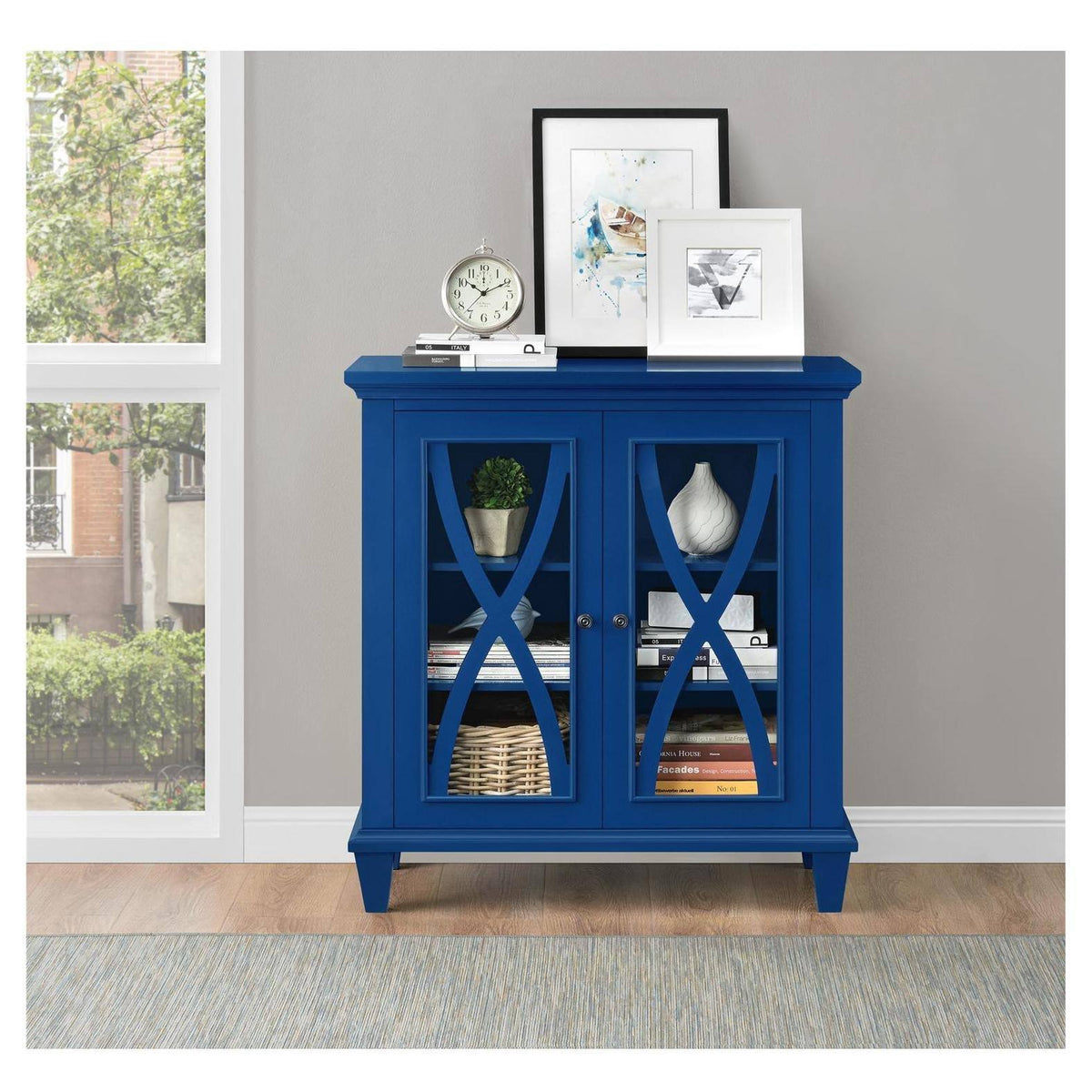 Blue Double Door Accent Cabinet L684153