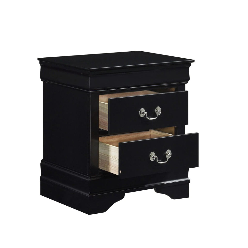 Twin Bed Nightstand Dresser Mirror 4pc Set Black V49325