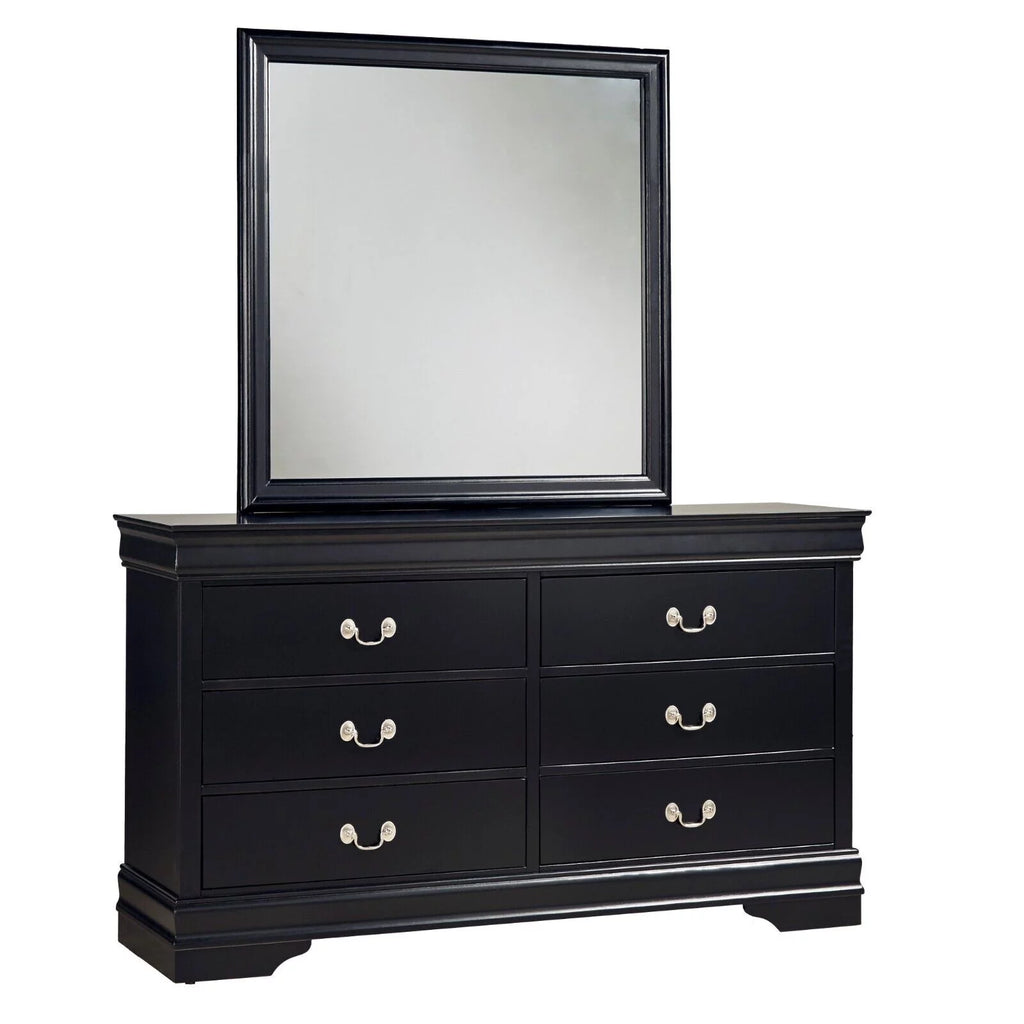 Twin Bed Nightstand Dresser Mirror 4pc Set Black V49325
