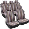 Striped Heavy Duty Woven Car Seat Covers Full Set 9pc X444