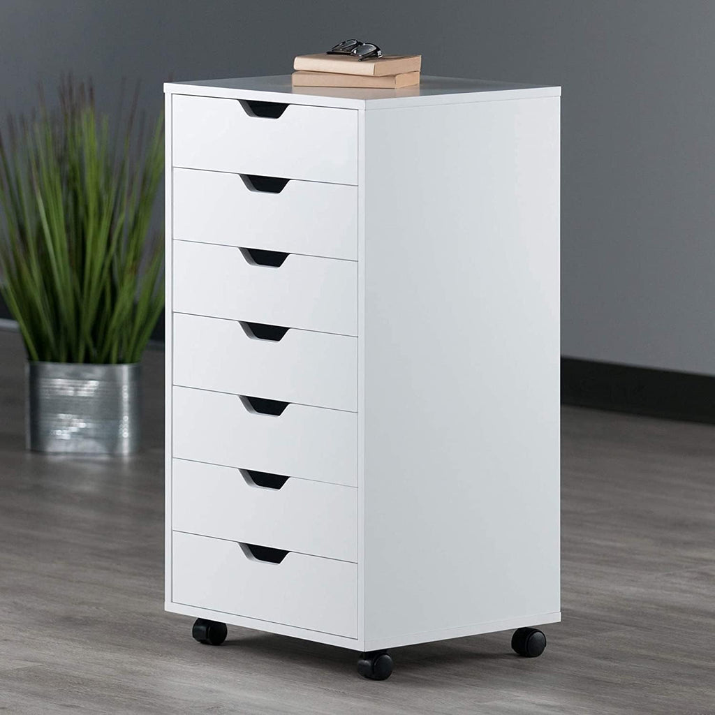 White 7-Drawer Wood Filing Cabinet C519