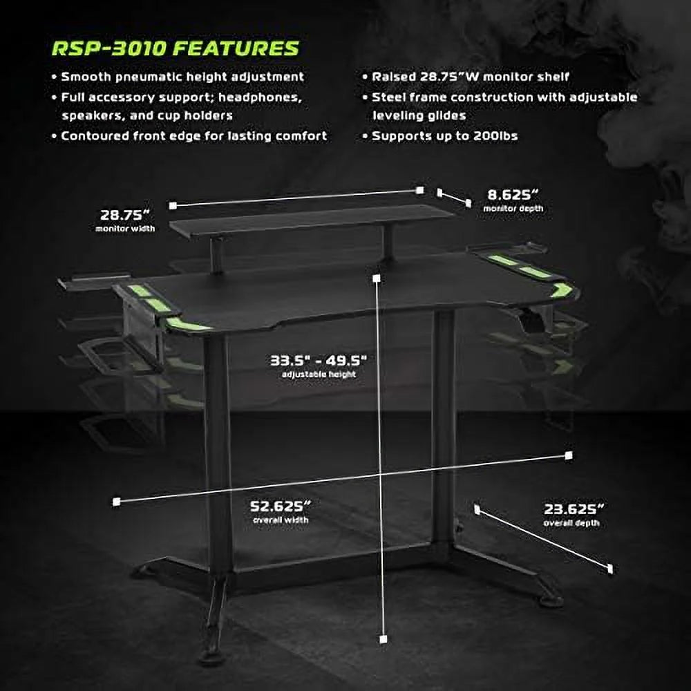Height Adjustable Green Gaming Desk R7970