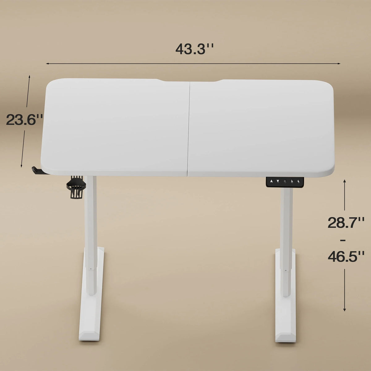 Electric Height Adjustable Standing Desk, 43 inch White V46252