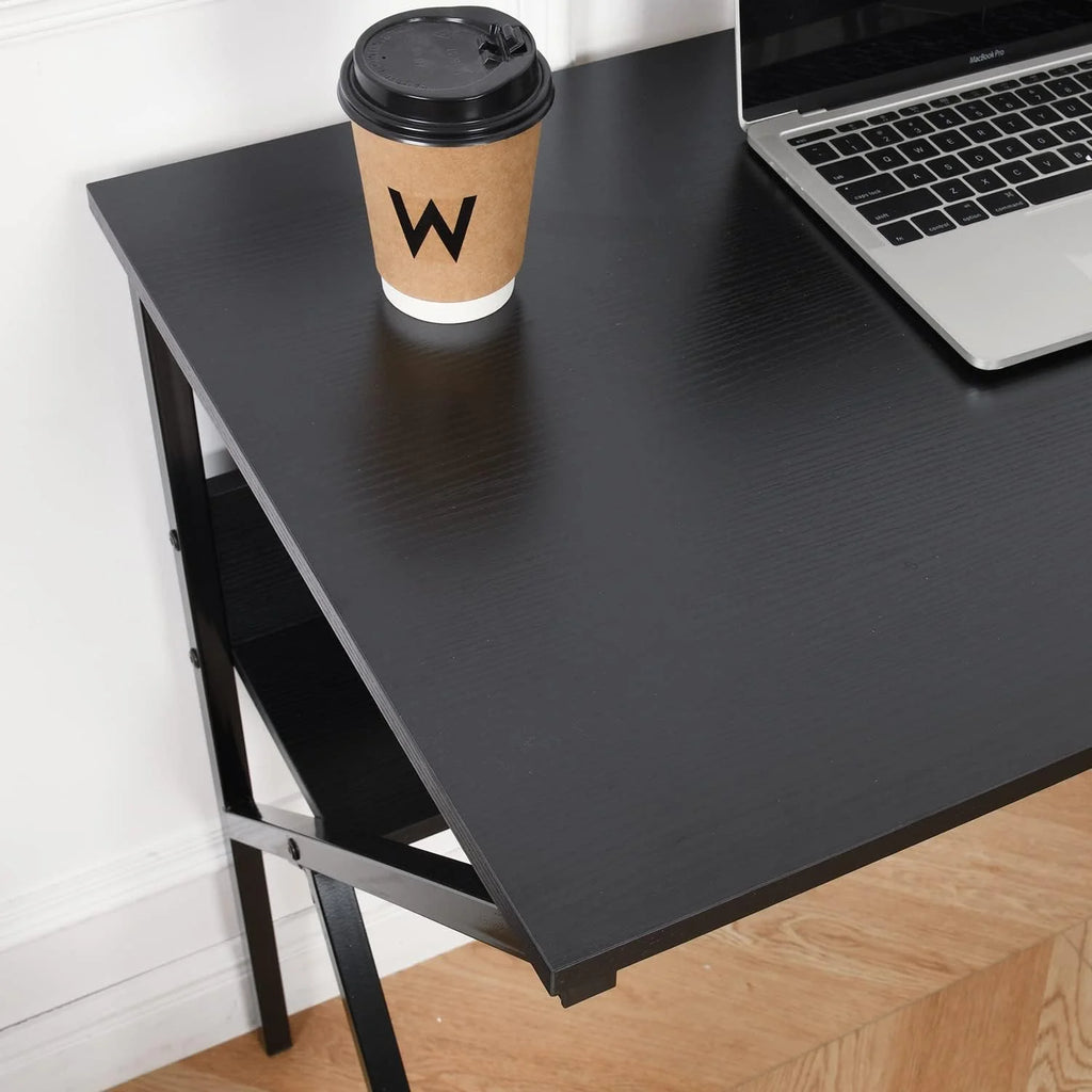 39.4 inch Black Desk with Storage Shelves X49347