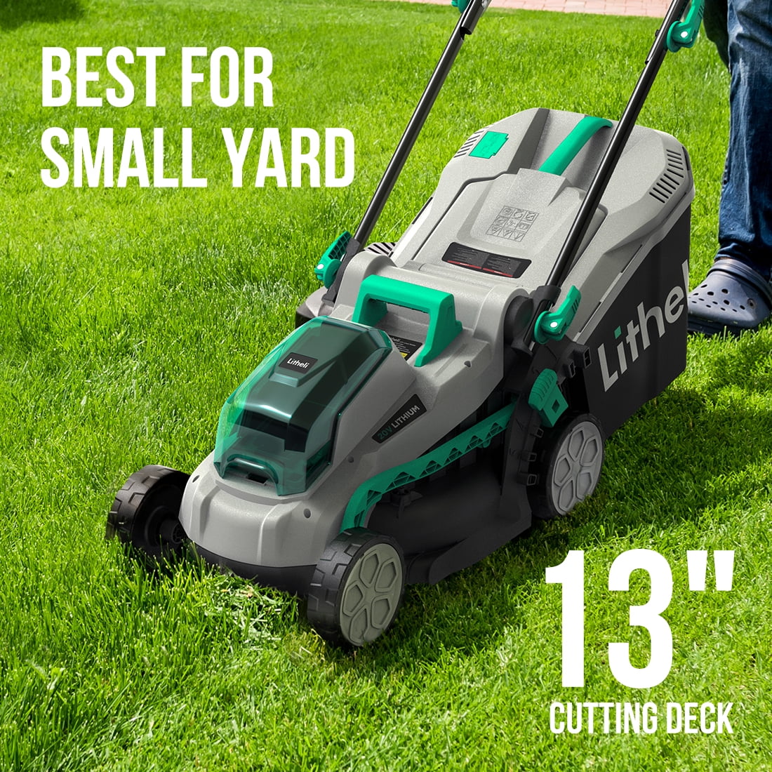 20V 13 Cordless Lawn Mower 16.34 in Brushless Motor 4.0Ah Battery & Charger J60173