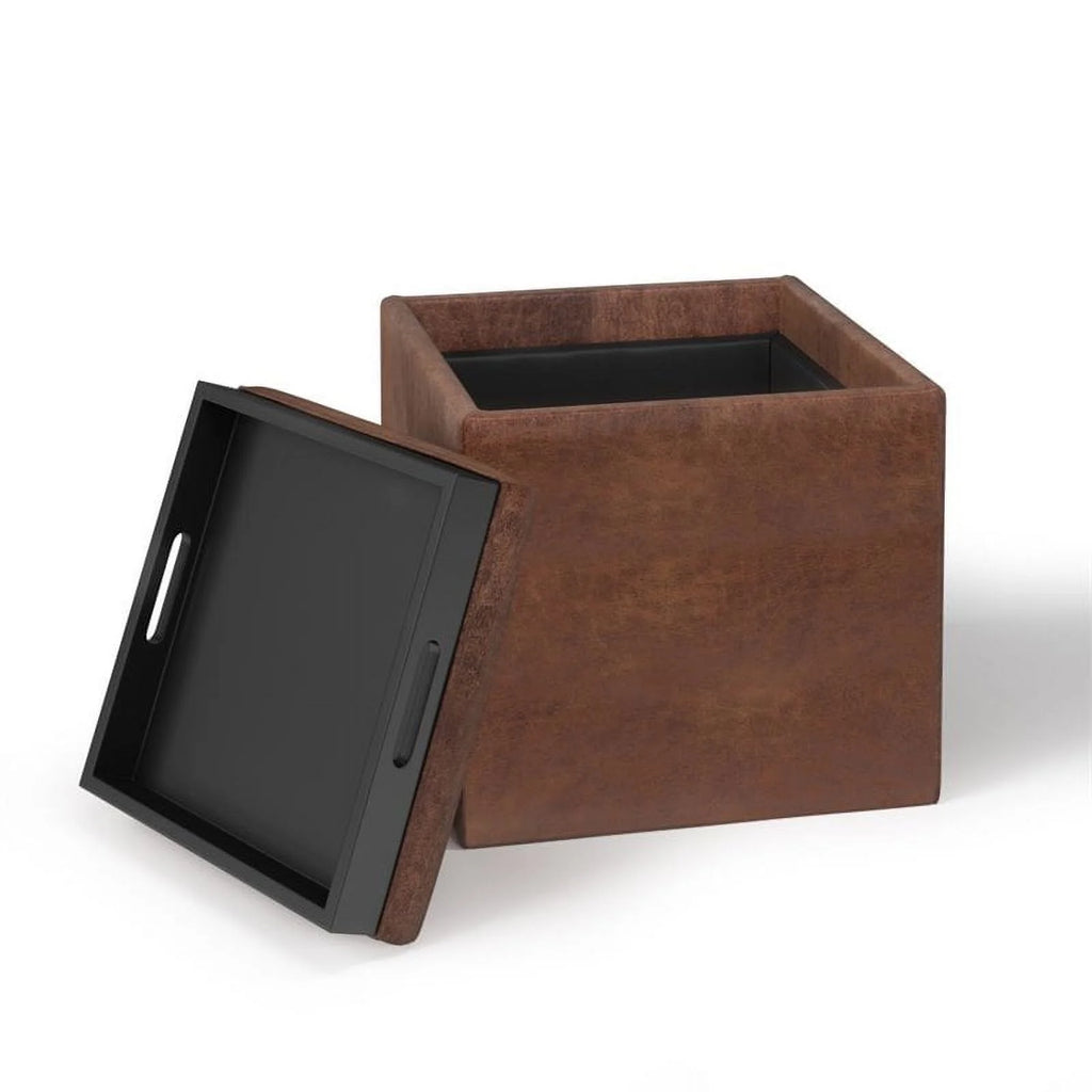 Faux Leather Storage Ottoman J677