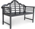 Black Acacia Wood Outdoor Bench with Backrest and Armrests P978
