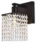 Black 1 Light Bath Sconce with Clear Crystals N226