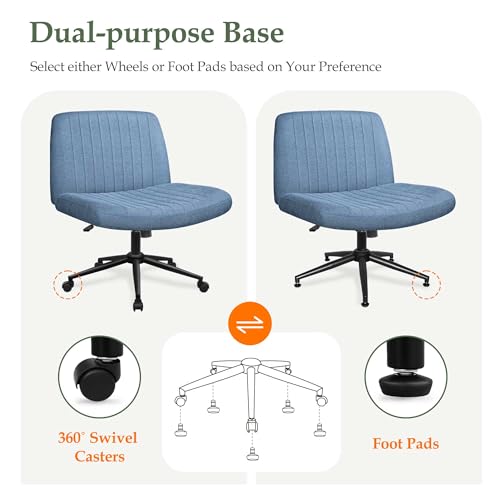 Beige Armless Adjustable Swivel Cross Legged Chair E981