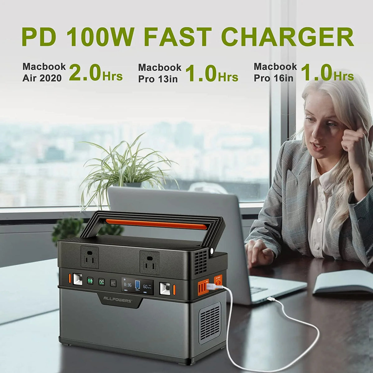 700W 606Wh Portable Power Station with 100W Flexible Solar Panel J2284