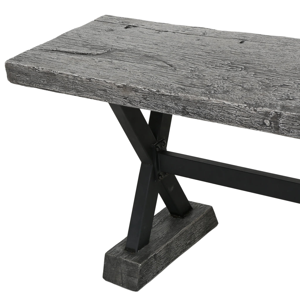 Grey Concrete and Steel Dining Bench B219180