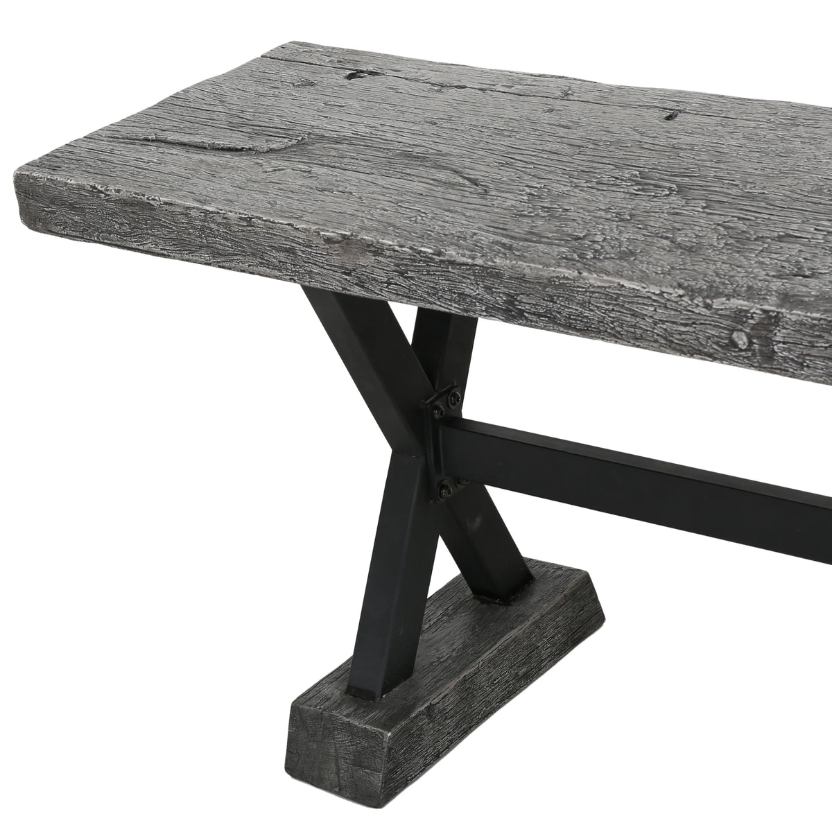 Grey Concrete and Steel Dining Bench B219180