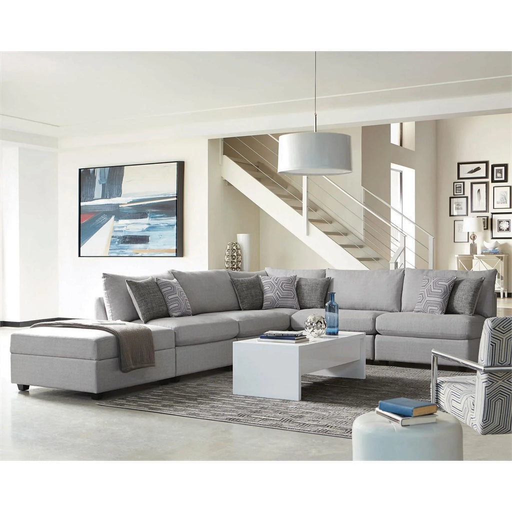 Gray 6-piece Fabric Upholstered Modular Sectional L884