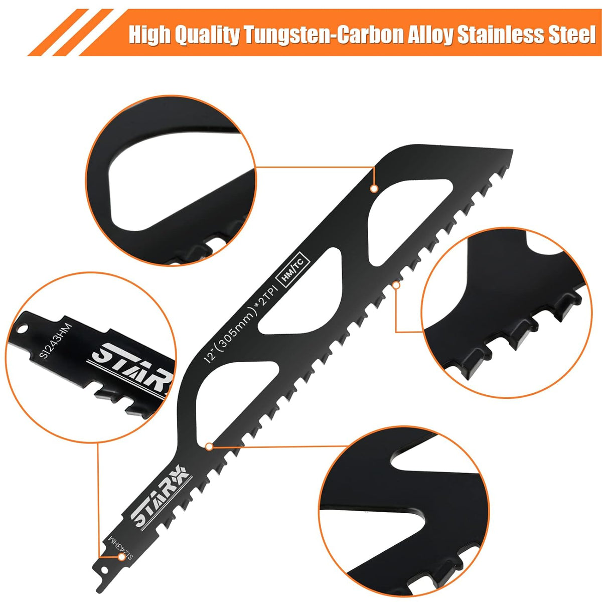 Reciprocating Saw Blades, Hard Alloy Masonry Blade, 12in/305mm L977