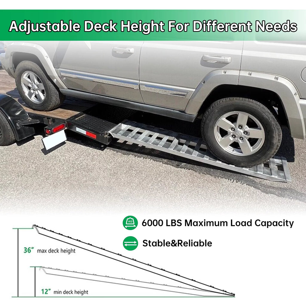 Pair Truck Trailer Ramps 80" X 15" X 2.3" 6000 LBS Silver Aluminum H88719