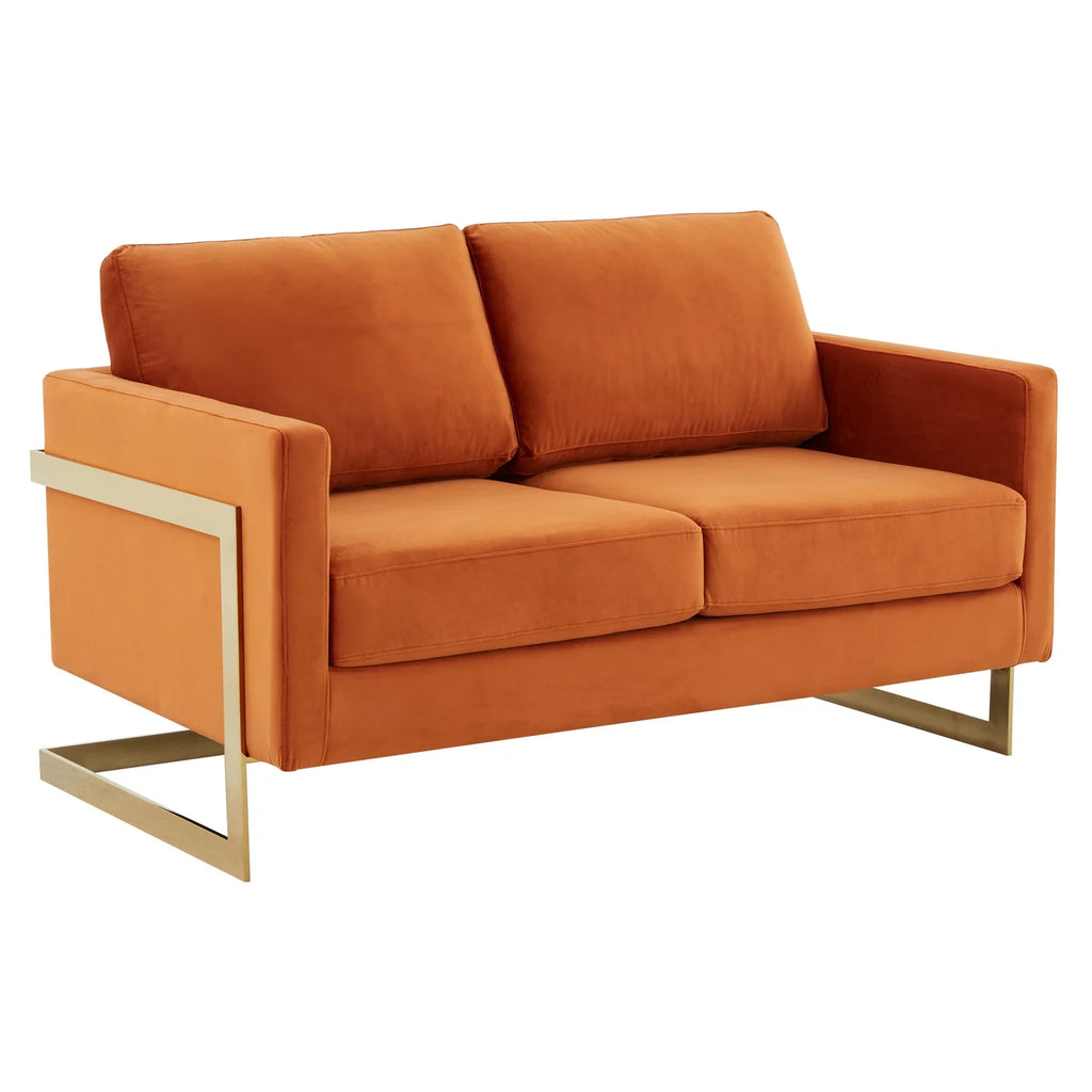 Upholstered Velvet Loveseat with Gold Frame Y835