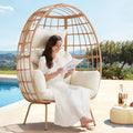 Oversized Dark Grey PE Rattan Egg Chair with Cushions S148012