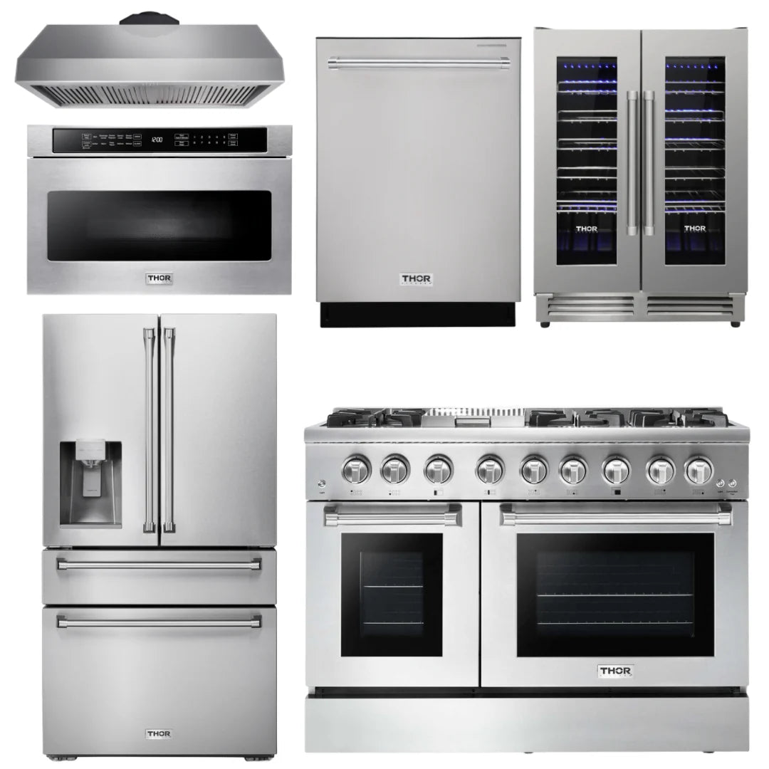 48 Dual Fuel Range, Range Hood, Refrigerator, Dishwasher, Microwave, Wine Cooler E963