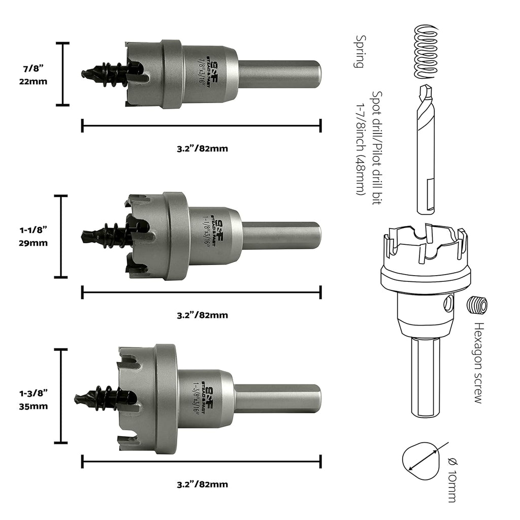 Carbide Hole Saw Kit for Metal, 7 Pcs Q6378