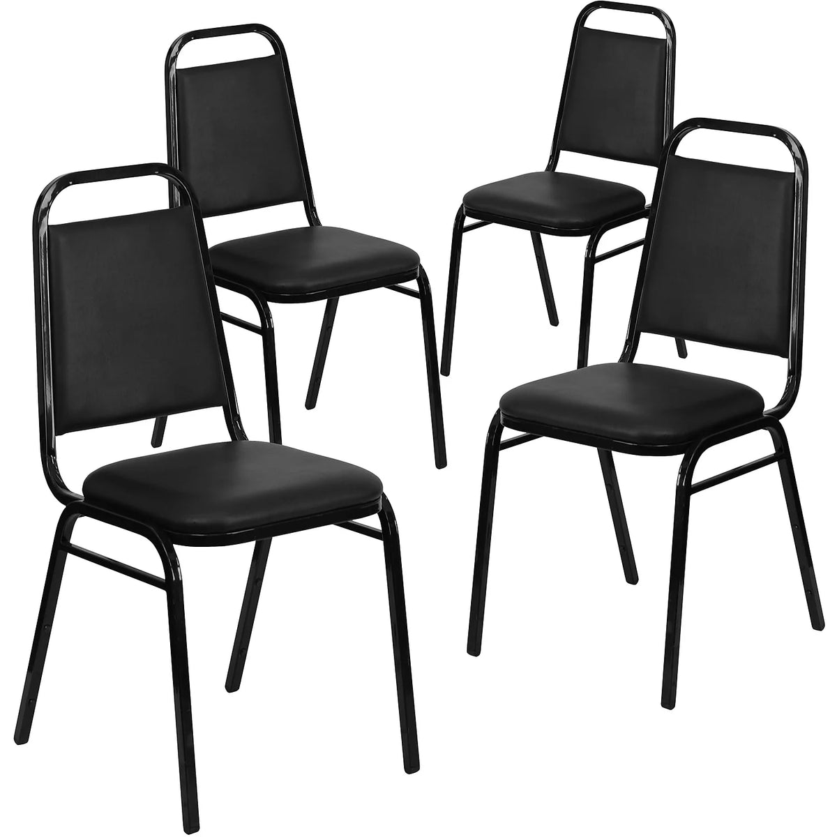4 Pack Black Vinyl Stacking Banquet Chair T6729