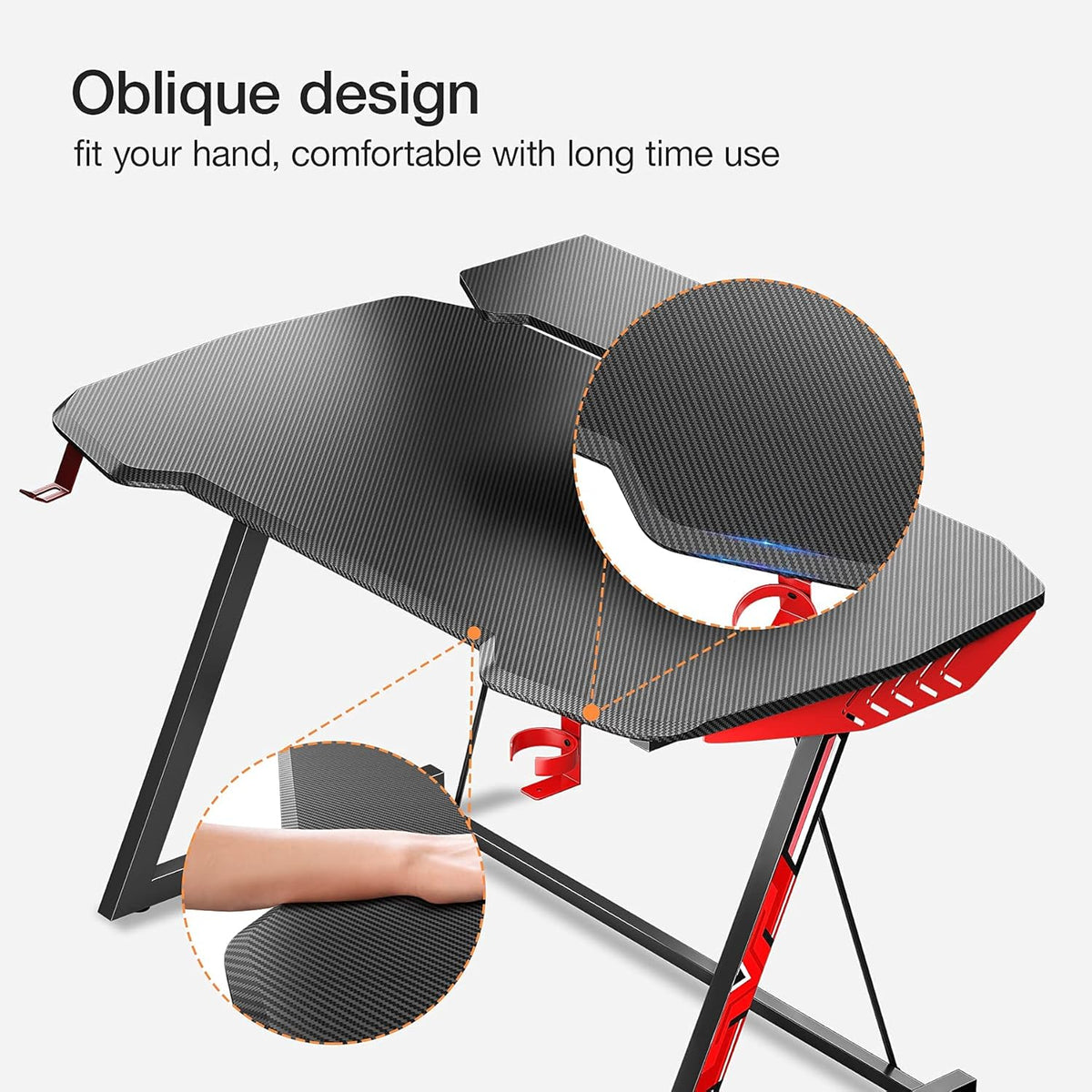 47 inch Black Computer Desk with Monitor Stand Q4596