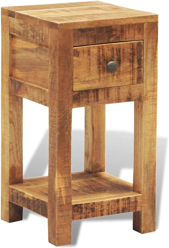 Solid Mango Wood 1 Drawer Side Table N50628
