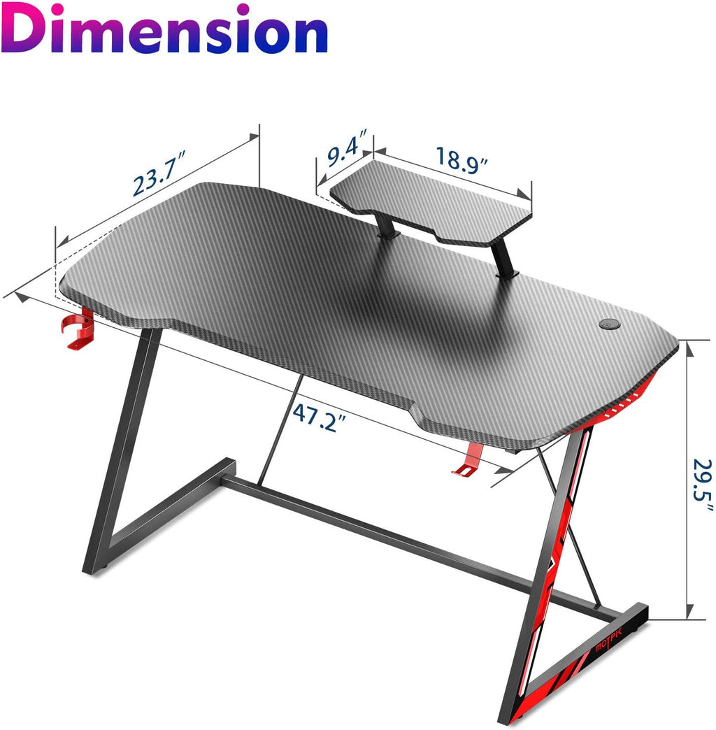 47 inch Black Computer Desk with Monitor Stand Q4596