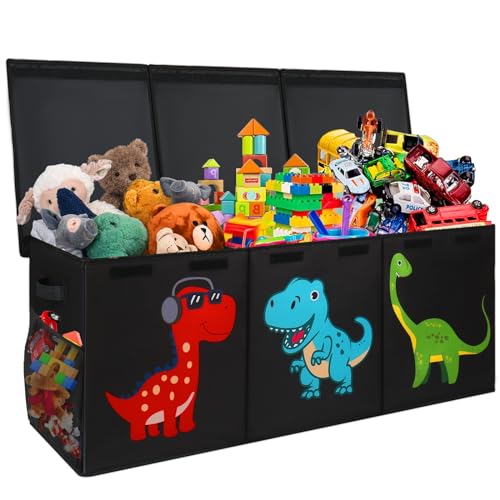 Extra Large Collapsible Storage Organizer with Lids, 40"x16"x16" Black Y7809