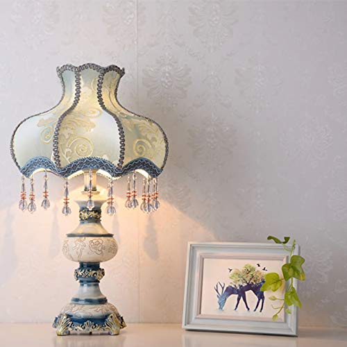 Blue Desk Lamp with Fabric Shade, 13 Inch Table Lamp C5784