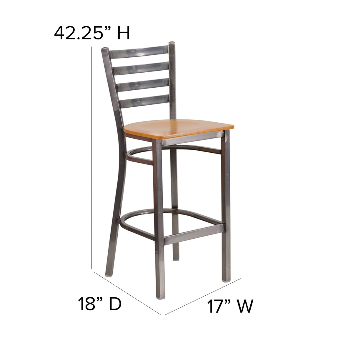 Ladder Back Metal Barstool with Natural Wood Seat Z451394