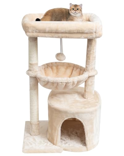 Small Cat Tree with Scratching Post and Cradle Z864037