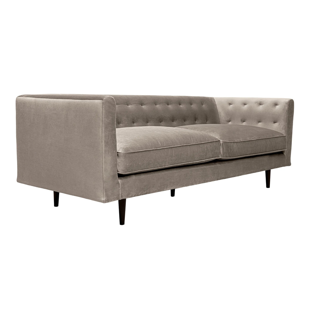 Fossil Gray Velvet Sofa with Black Wood Legs M8336
