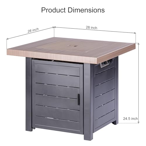 28 Inch Propane Fire Pit Table with Lid & Lava Rock, 50000 BTU Z51378