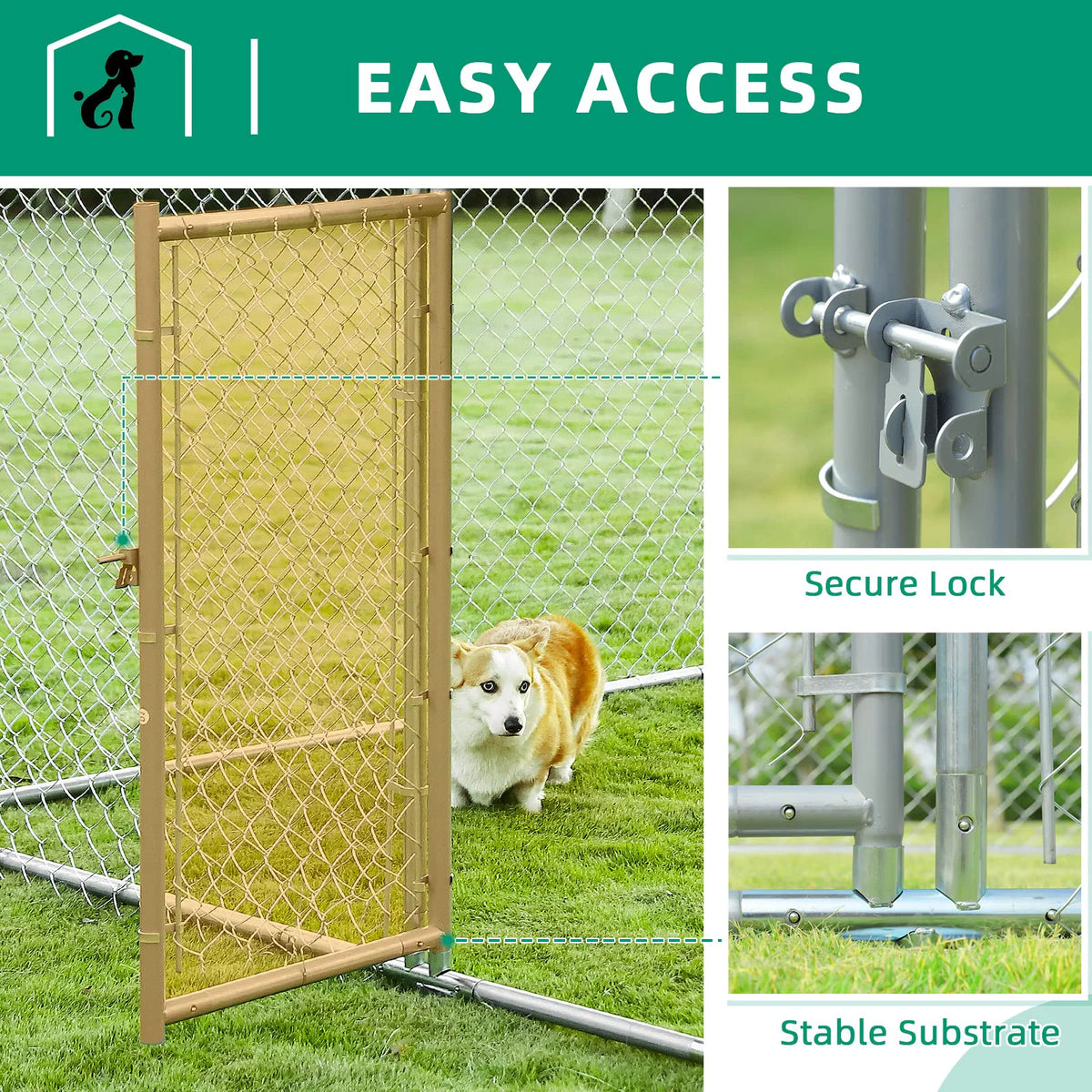 Large Outdoor Dog Kennel with Galvanized Chain Link T400