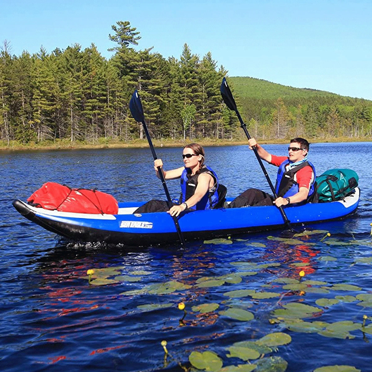 White Blue Inflatable 3 Person Kayak V720746