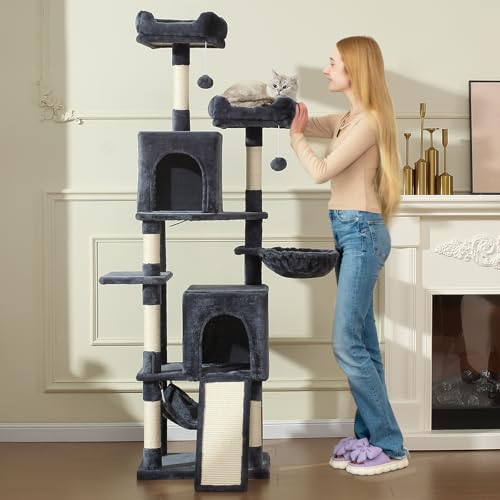 70-Inch Light Gray Cat Tree Tower with Hammock N853