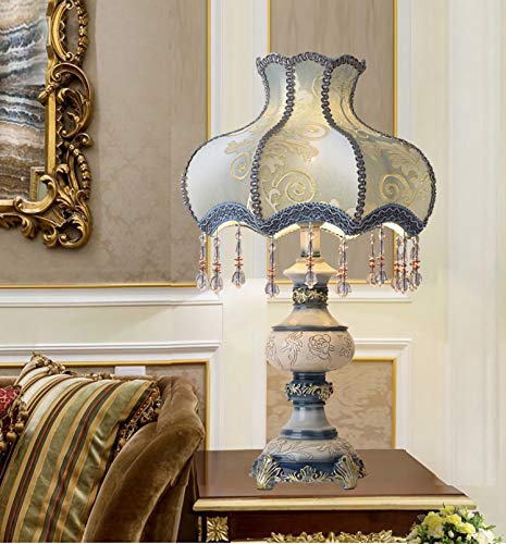 Blue Desk Lamp with Fabric Shade, 13 Inch Table Lamp C5784
