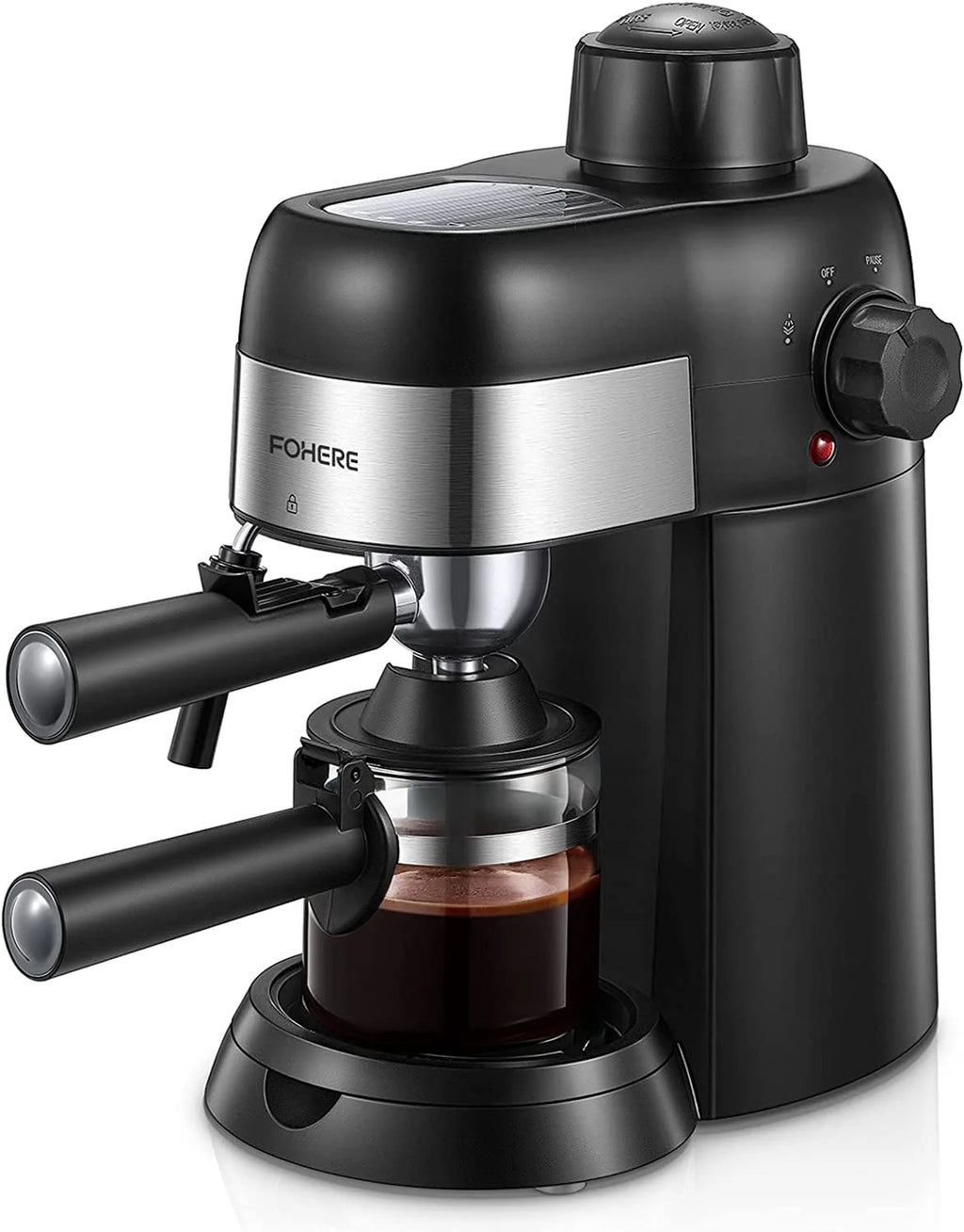 Black 3.5 Bar 4 Cup Steam Espresso Machine with Milk Frother Y9539