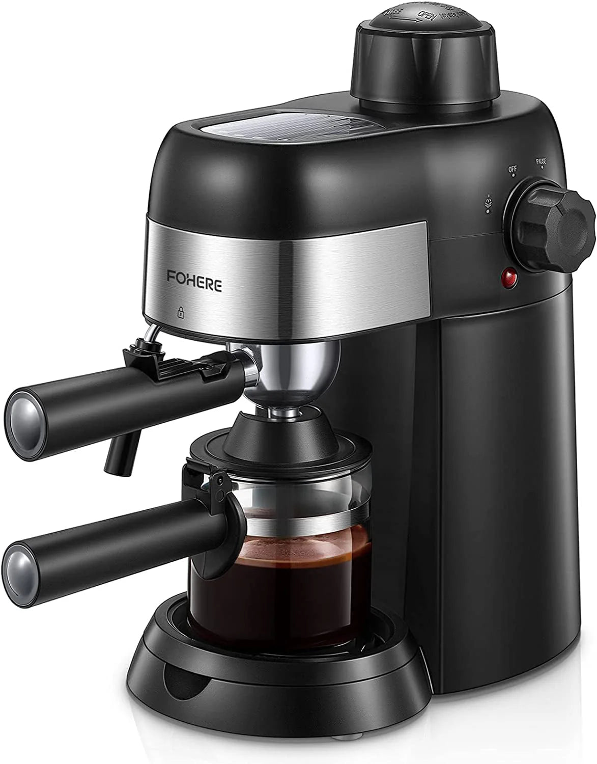 Black 3.5 Bar 4 Cup Steam Espresso Machine with Milk Frother Y9539