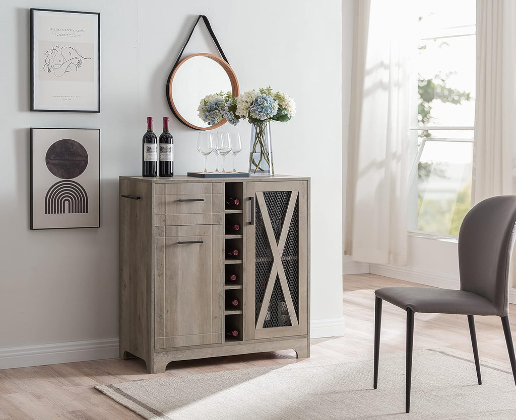 Bar Cabinet with Wire Mesh Doors S84357