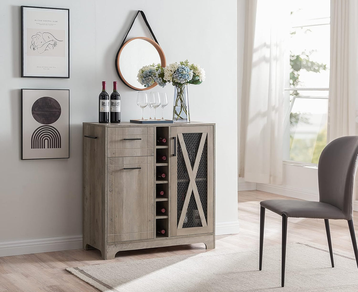 Bar Cabinet with Wire Mesh Doors S84357