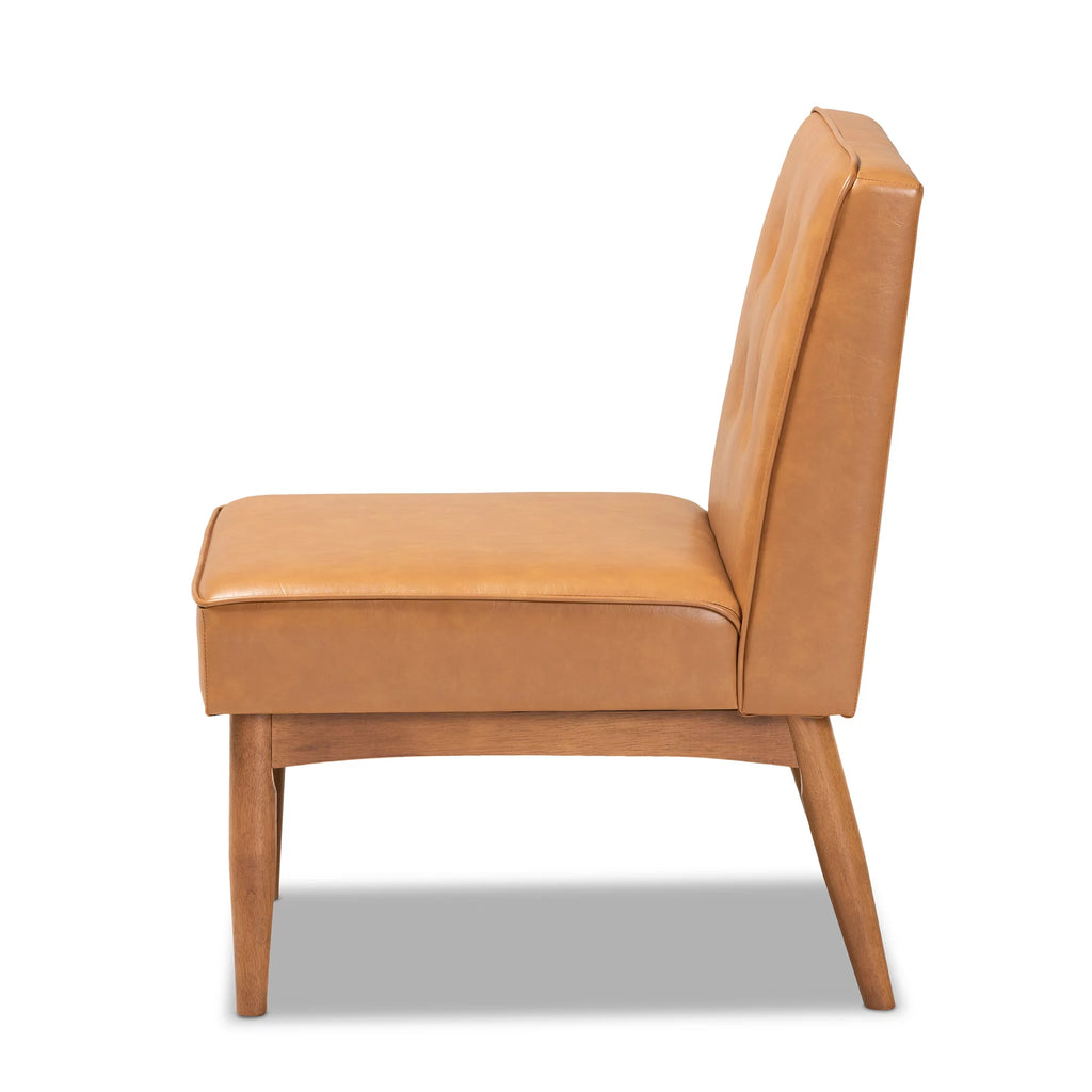 Tan Faux Leather Upholstered Wood Dining Chair B765735
