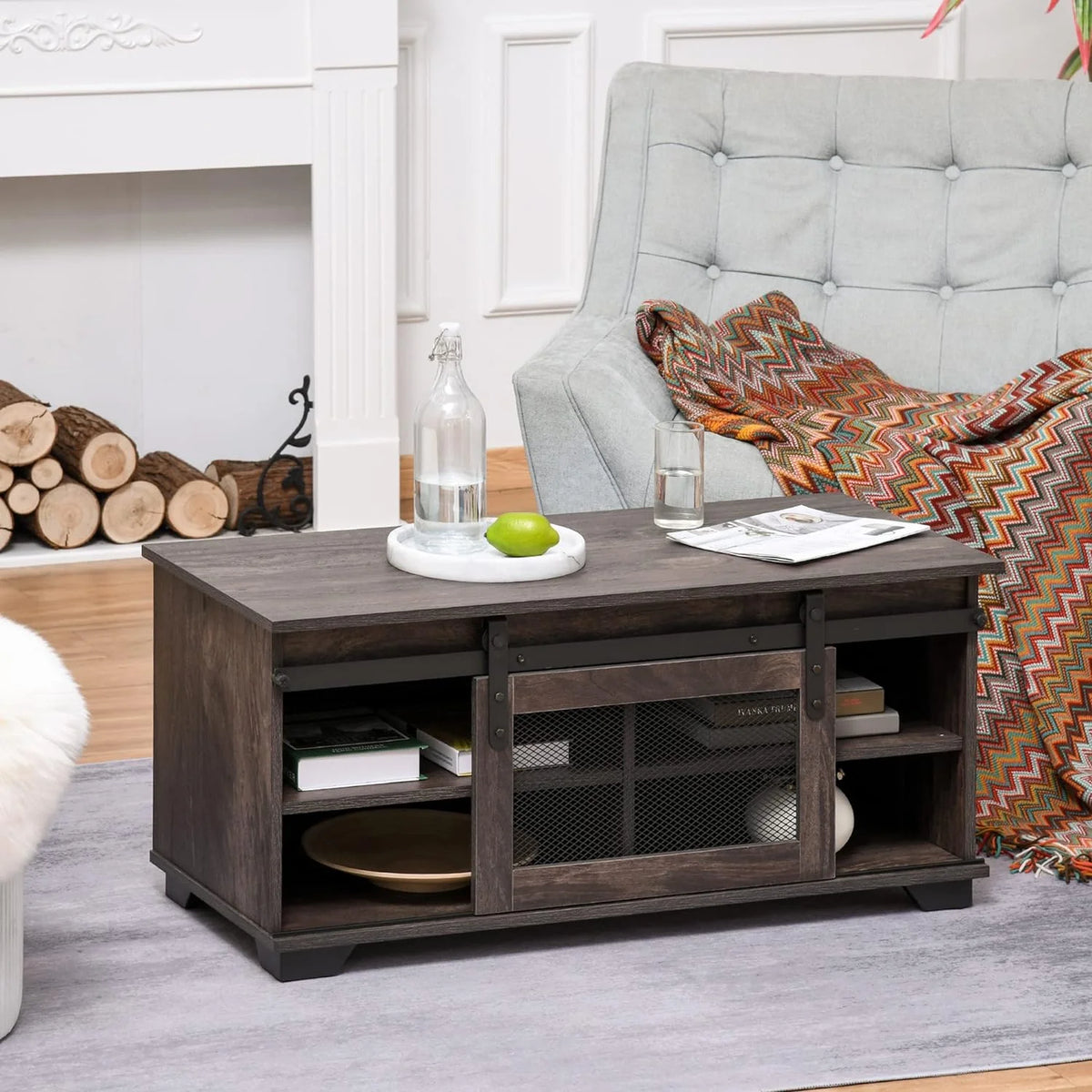 Dark Brown Coffee Table with Storage N4499