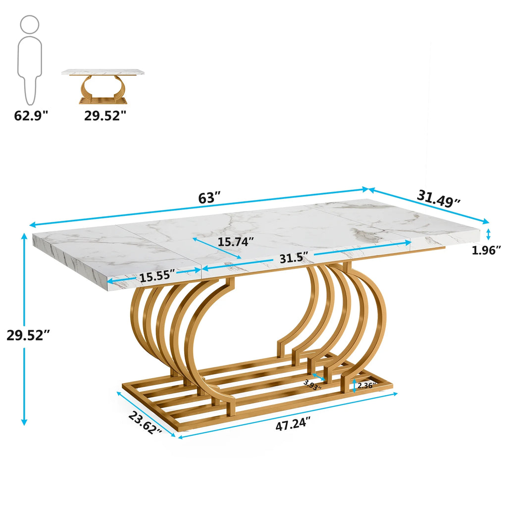 Modern 63 inch Faux Marble Dining Table B1623